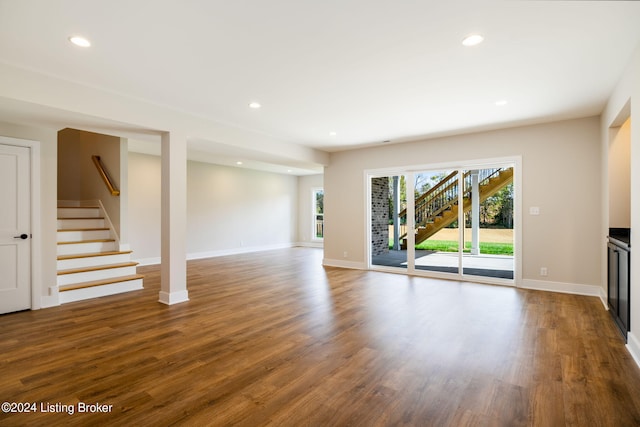 unfurnished living room with hardwood / wood-style floors