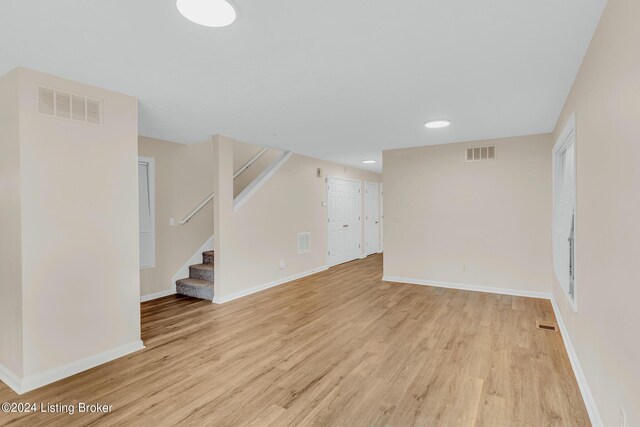 unfurnished living room with light hardwood / wood-style floors