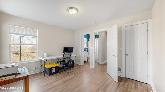 office featuring light hardwood / wood-style floors