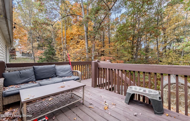 deck with an outdoor living space