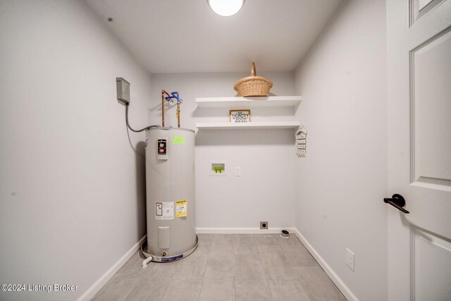 interior space featuring washer hookup, electric dryer hookup, and water heater