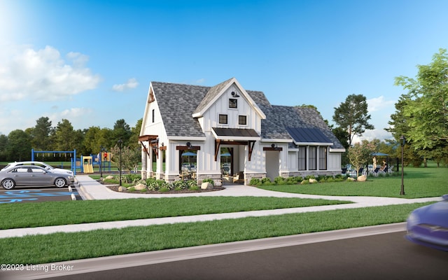 135 Switchgrass Ln Unit 68B, Mt Washington, KY 40047 - modern farmhouse featuring a front yard, a shingled roof, and board and batten siding