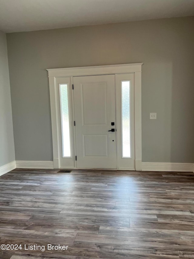 foyer entrance with hardwood / wood-style flooring and a wealth of natural light