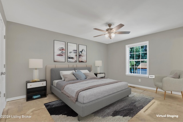 bedroom featuring ceiling fan