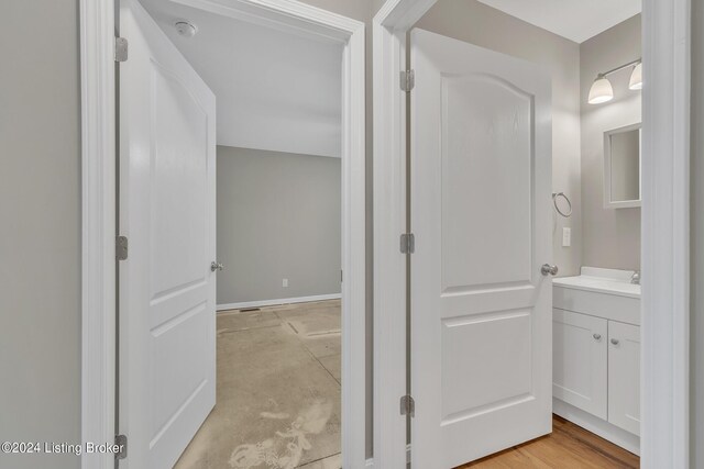 hallway featuring light wood-type flooring