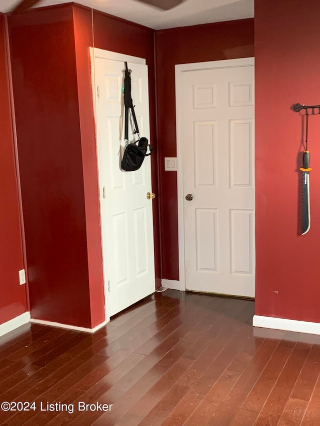 foyer with dark hardwood / wood-style floors