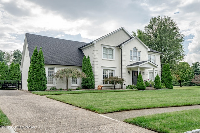 view of front of property featuring a front yard