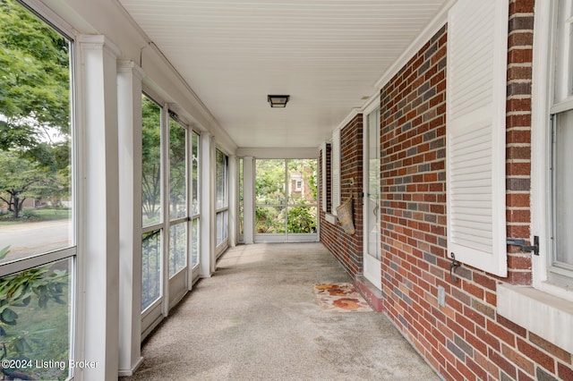 view of unfurnished sunroom