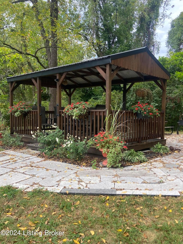 exterior space with a gazebo