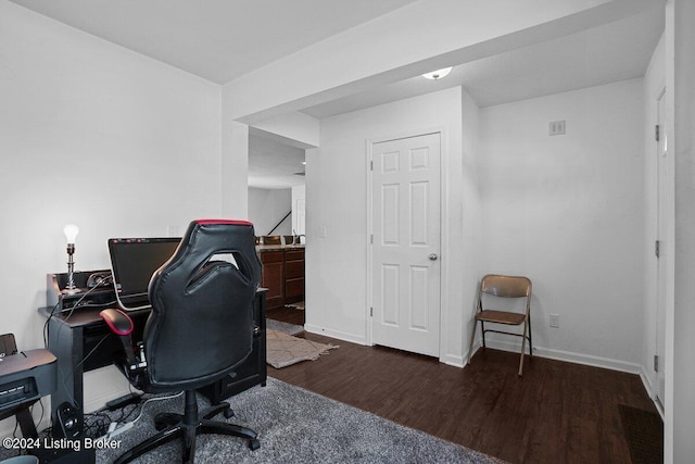 office featuring dark hardwood / wood-style floors