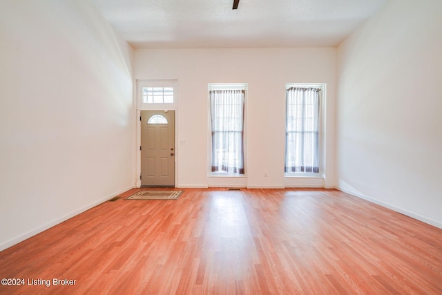 interior space with light hardwood / wood-style flooring