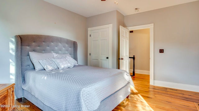 bedroom featuring light hardwood / wood-style flooring