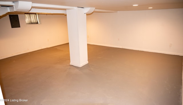 basement with electric panel