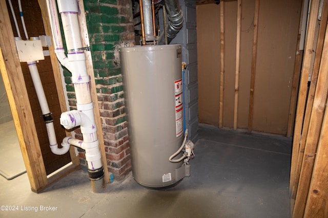 utility room with gas water heater