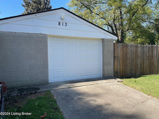 view of garage