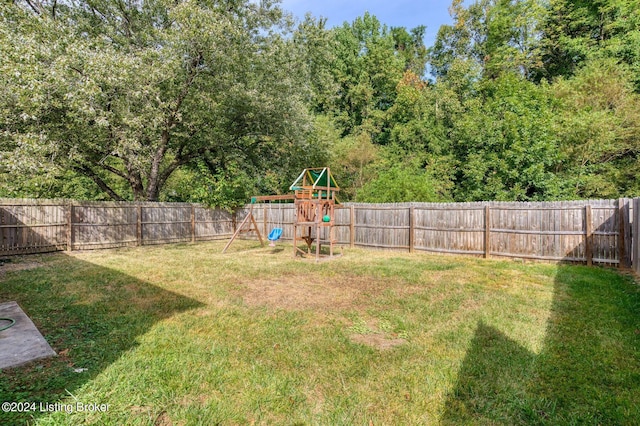 view of yard featuring a playground