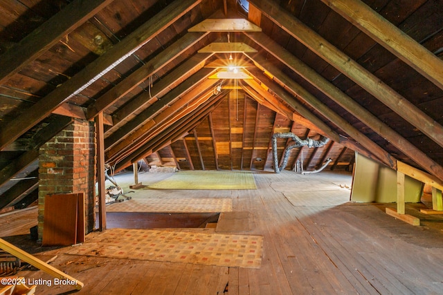 view of unfinished attic