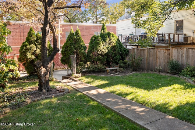 view of yard with central air condition unit