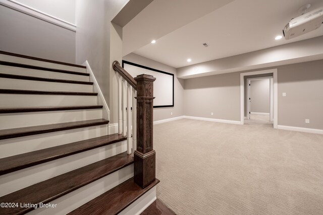 staircase with carpet