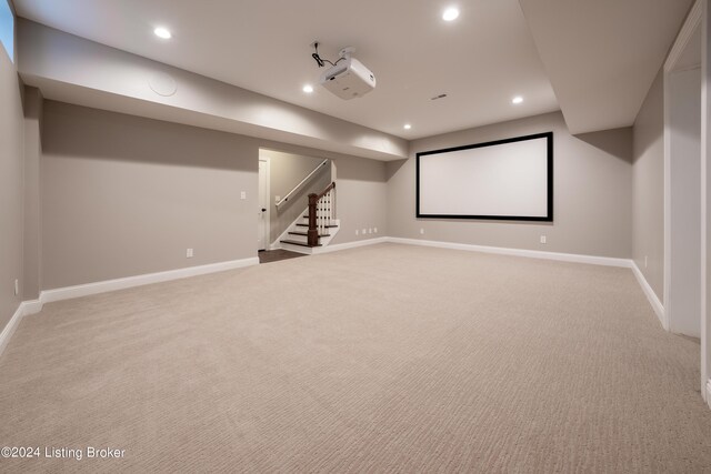 view of carpeted home theater room