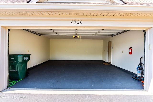 garage with a garage door opener