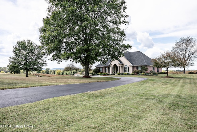 view of front of property with a front lawn