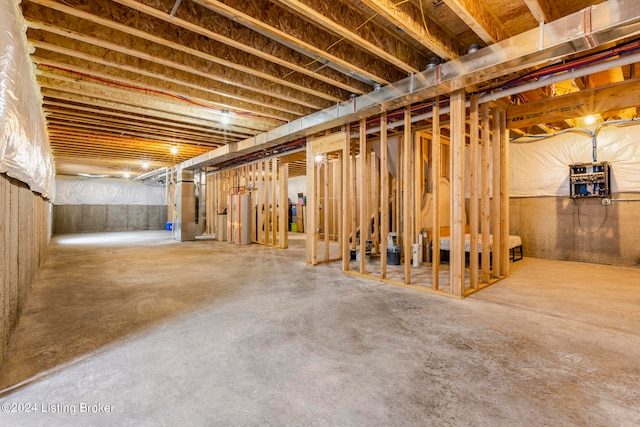 basement with gas water heater