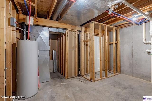 basement with gas water heater