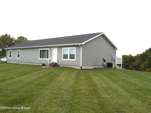2608 Hickory Ridge Rd, Mount Eden, KY 40046 - rear view of property featuring a lawn, entry steps, and central AC