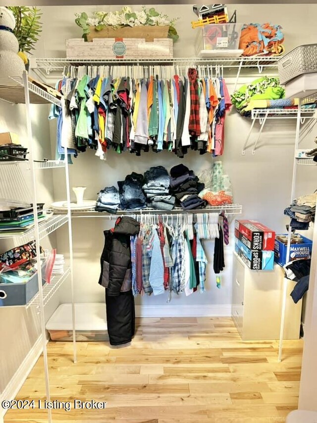 spacious closet featuring hardwood / wood-style flooring