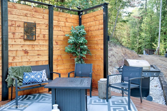 deck featuring area for grilling