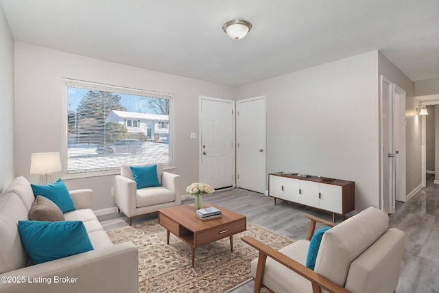 living room featuring light hardwood / wood-style flooring