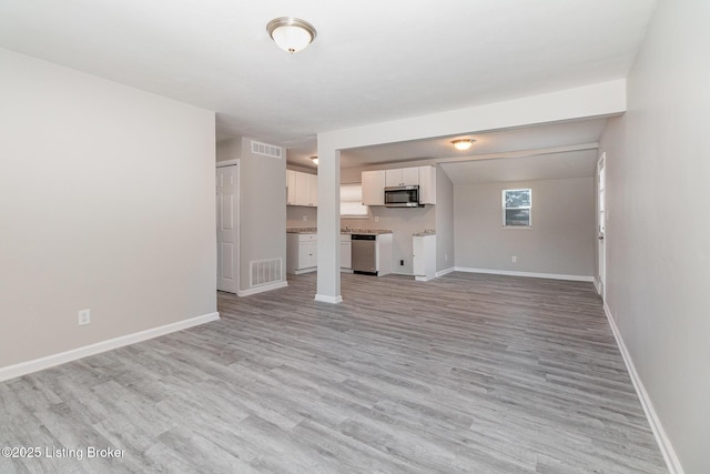 unfurnished living room featuring light hardwood / wood-style flooring