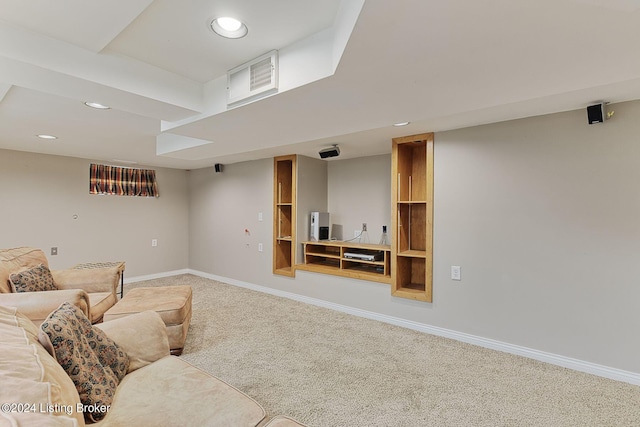 living room with carpet flooring