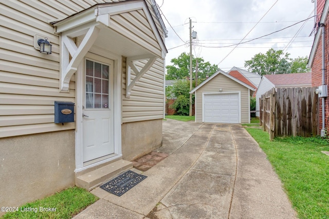 garage featuring a yard