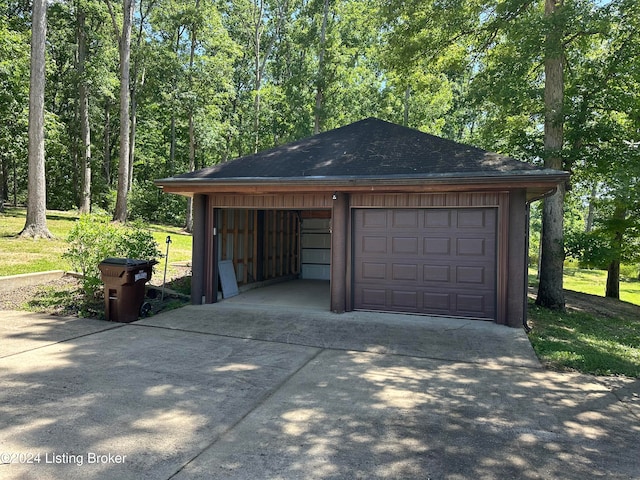 view of garage