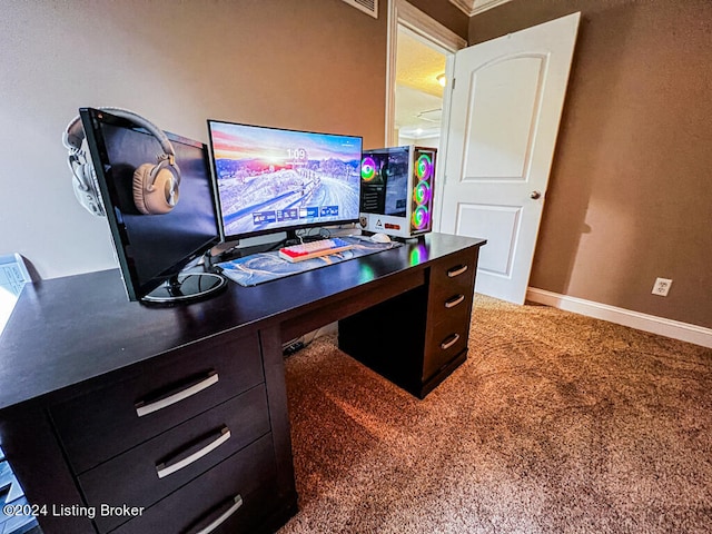 view of carpeted office space