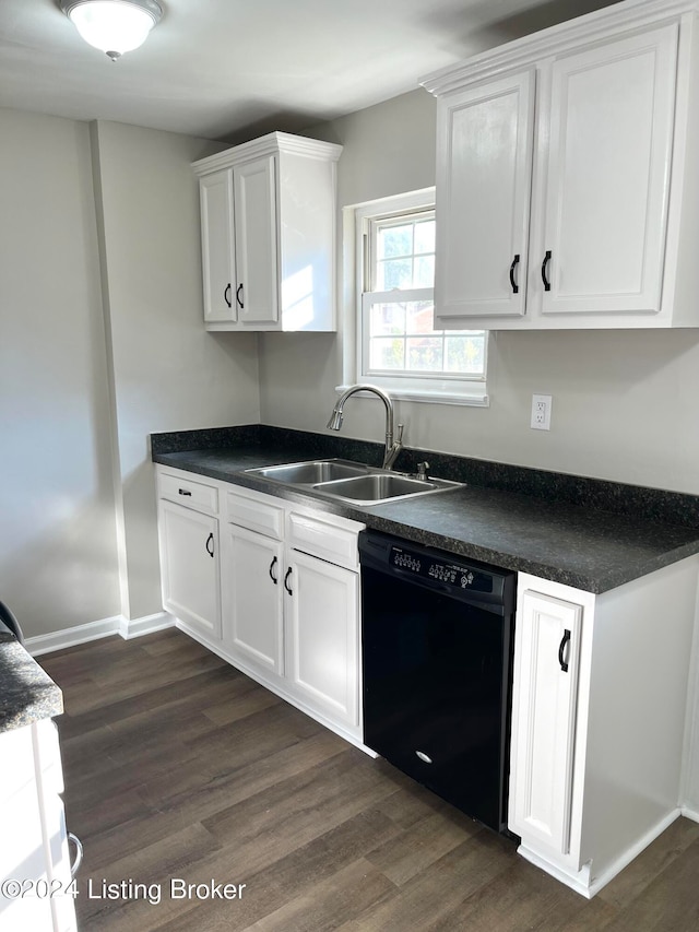 kitchen featuring white cabinets, dishwasher, and sink