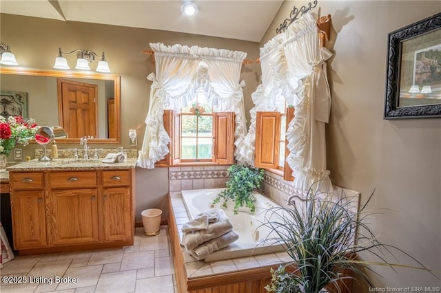 264 Cedarwood Rd, Bedford, KY 40006 - full bathroom featuring vanity and tiled bath