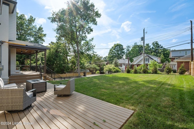 deck featuring a yard