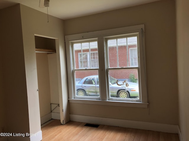 unfurnished bedroom with light hardwood / wood-style flooring