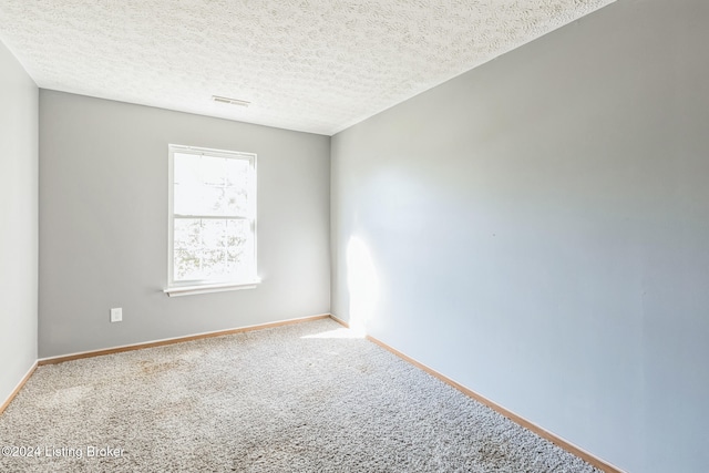 carpeted spare room featuring a textured ceiling