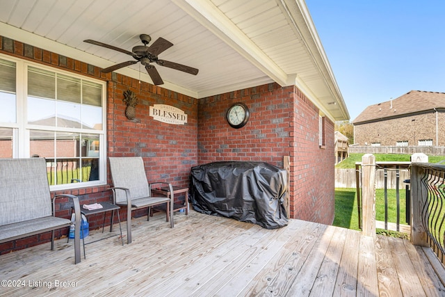 deck featuring ceiling fan