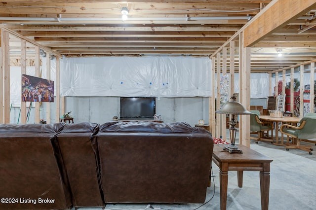 living room with concrete flooring