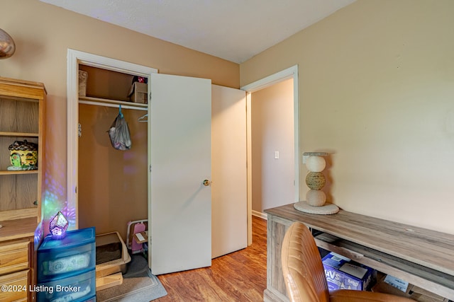 home office with light wood-type flooring