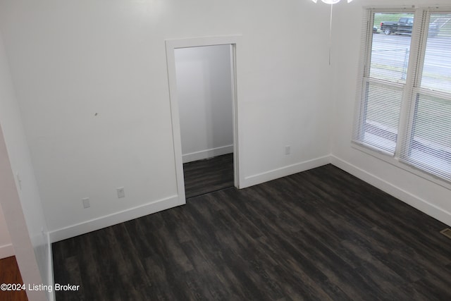 spare room featuring dark wood-type flooring