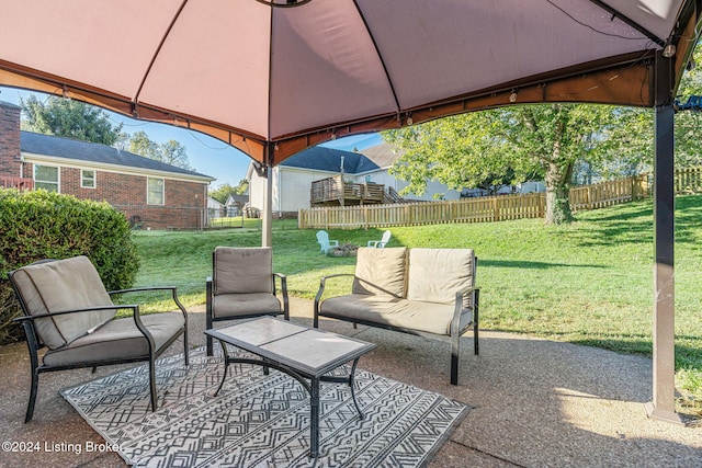 view of patio / terrace featuring a gazebo