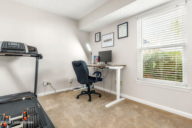 view of carpeted office space