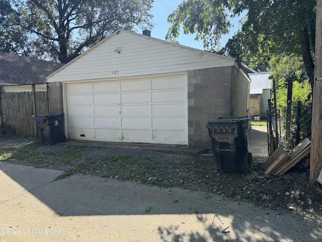 view of garage