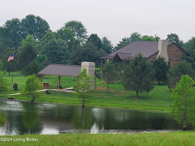 property view of water featuring a gazebo